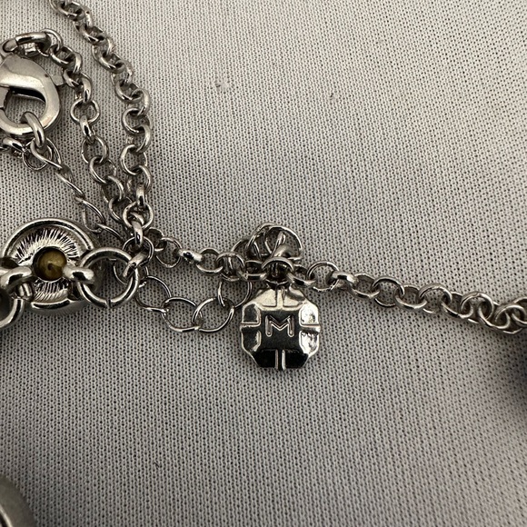 Monet silver tone necklace with two tone blue rhinestones - Picture 4 of 4